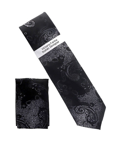Vittorio Farina Men's Paisley Design Necktie & Pocket Square - NH-D_1473 - Classy Cufflinks