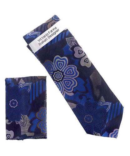 Vittorio Farina Men's Floral Design Necktie & Pocket Square - NH-D_1476 - Classy Cufflinks