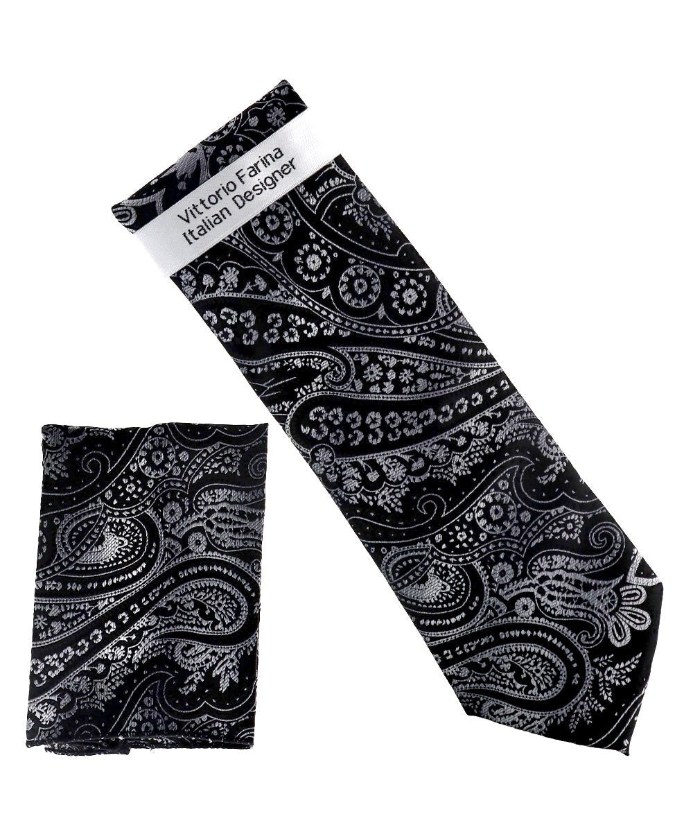 Vittorio Farina Men's Paisley Design Necktie & Pocket Square - NH-D_1488 - Classy Cufflinks