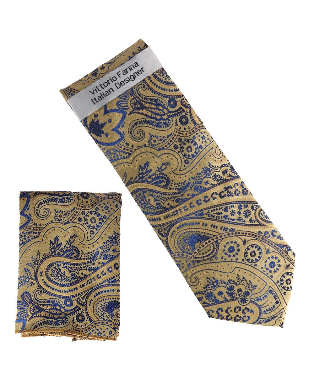 Vittorio Farina Men's Paisley Design Necktie & Pocket Square - NH-D_1491 - Classy Cufflinks