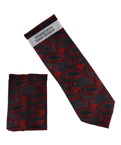 Vittorio Farina Men's Paisley Design Necktie & Pocket Square - NH-D_1493 - Classy Cufflinks