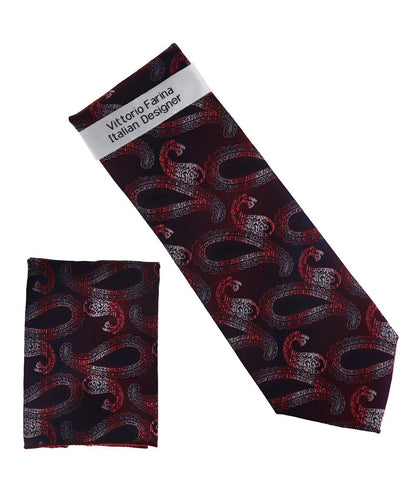 Vittorio Farina Men's Paisley Design Necktie & Pocket Square - NH-D_1494 - Classy Cufflinks