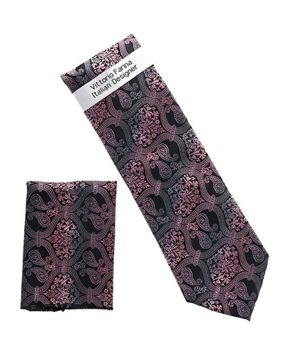 Vittorio Farina Men's Paisley Design Necktie & Pocket Square - NH-D_1496 - Classy Cufflinks