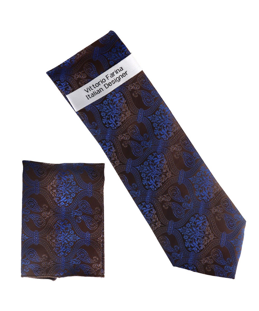 Vittorio Farina Men's Paisley Design Necktie & Pocket Square - NH-D_1497 - Classy Cufflinks