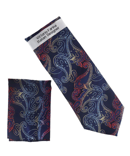 Vittorio Farina Men's Paisley Design Necktie & Pocket Square - NH-D_1498 - Classy Cufflinks