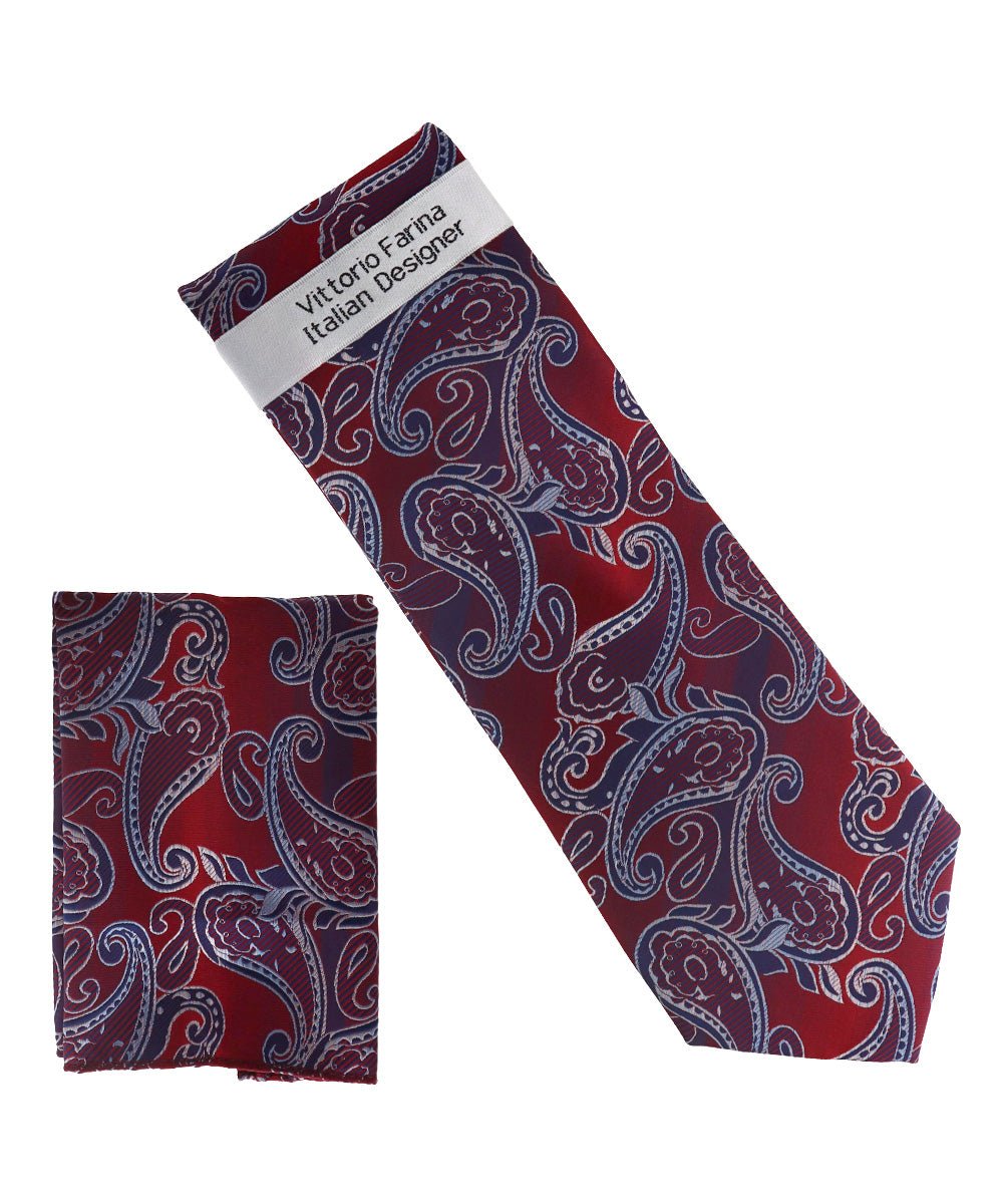 Vittorio Farina Men's Paisley Design Necktie & Pocket Square - NH-D_1499 - Classy Cufflinks