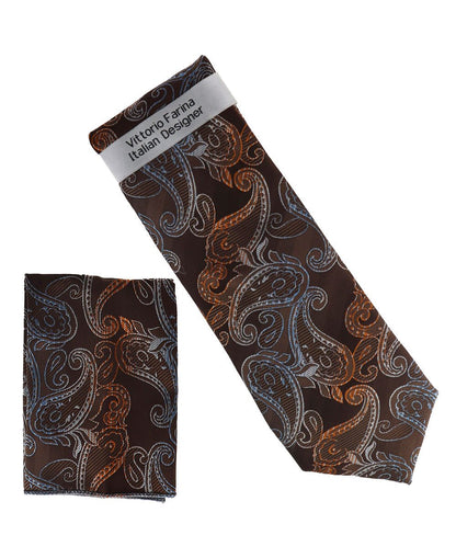 Vittorio Farina Men's Paisley Design Necktie & Pocket Square - NH-D_1500 - Classy Cufflinks