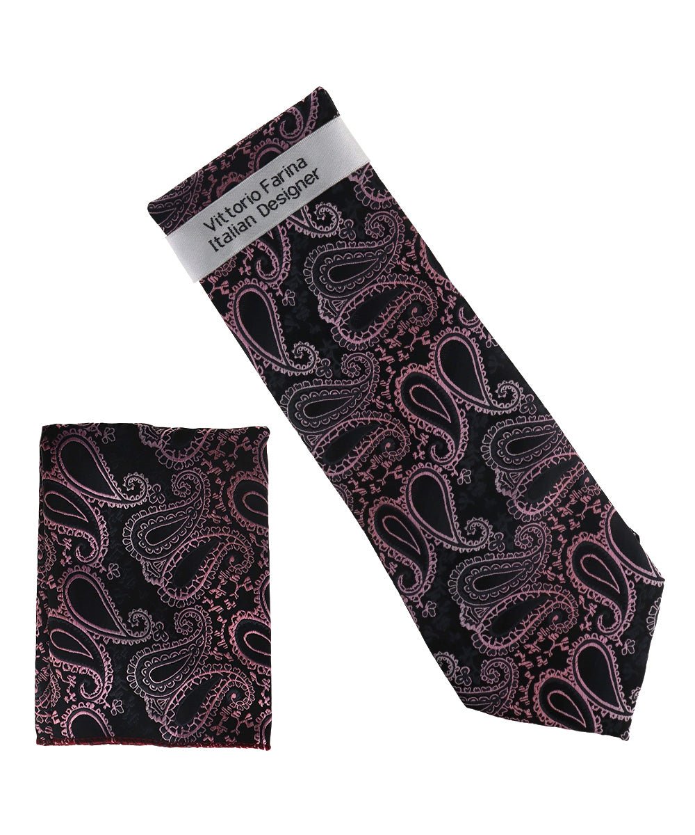 Vittorio Farina Men's Paisley Design Necktie & Pocket Square - NH-D_1501 - Classy Cufflinks