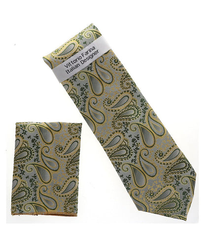 Vittorio Farina Men's Paisley Design Necktie & Pocket Square - NH-D_1502 - Classy Cufflinks