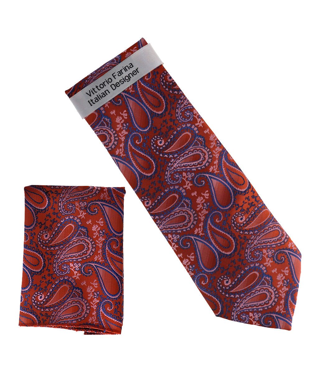 Vittorio Farina Men's Paisley Design Necktie & Pocket Square - NH-D_1503 - Classy Cufflinks