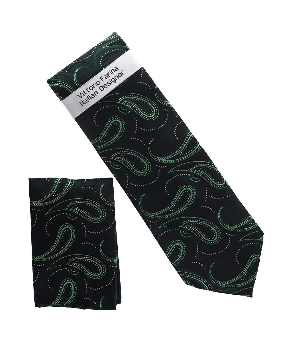 Vittorio Farina Men's Paisley Design Necktie & Pocket Square - NH-D_1504 - Classy Cufflinks