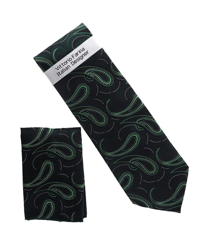 Vittorio Farina Men's Paisley Design Necktie & Pocket Square - NH-D_1504 - Classy Cufflinks