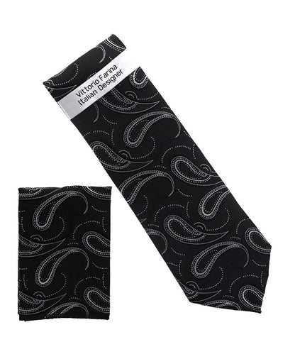 Vittorio Farina Men's Paisley Design Necktie & Pocket Square - NH-D_1505 - Classy Cufflinks