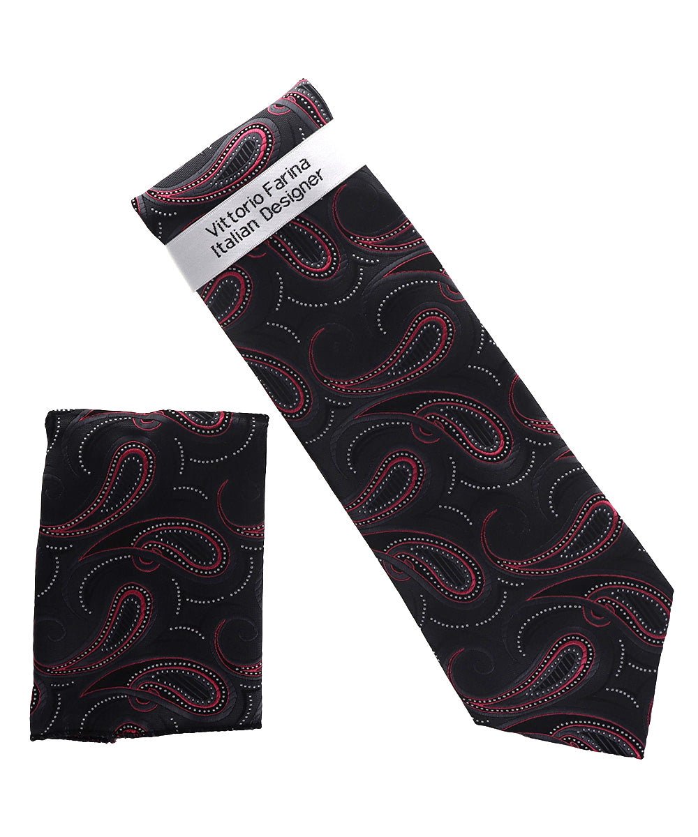 Vittorio Farina Men's Paisley Design Necktie & Pocket Square - NH-D_1506 - Classy Cufflinks