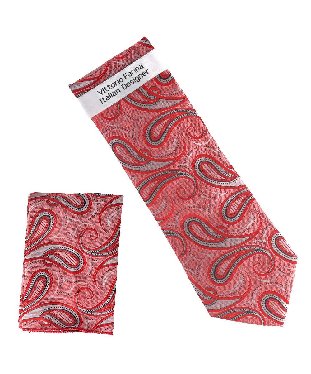 Vittorio Farina Men's Paisley Design Necktie & Pocket Square - NH-D_1507 - Classy Cufflinks