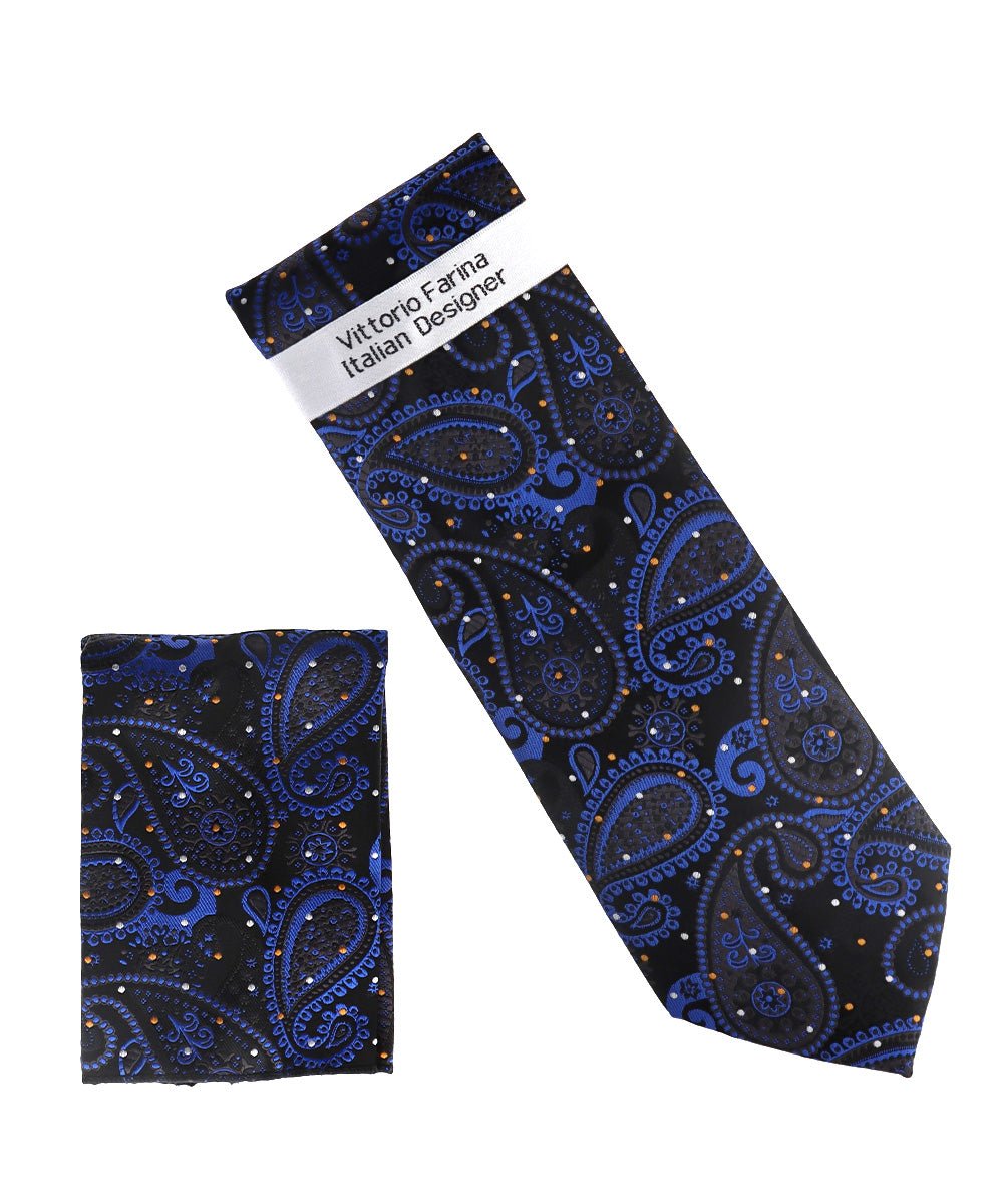 Vittorio Farina Men's Paisley Design Necktie & Pocket Square - NH-D_1510 - Classy Cufflinks