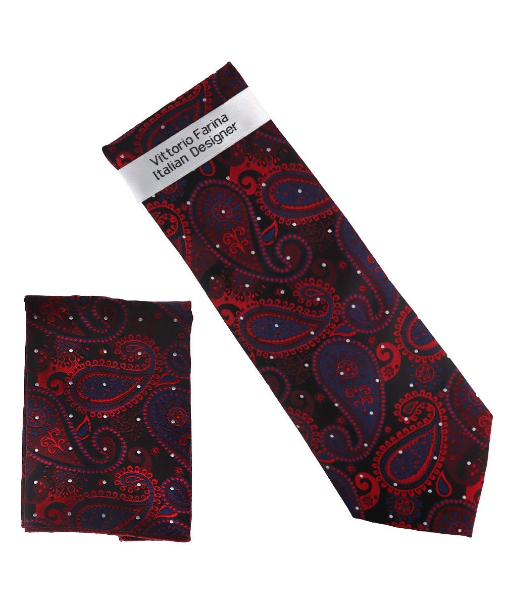 Vittorio Farina Men's Paisley Design Necktie & Pocket Square - NH-D_1511 - Classy Cufflinks