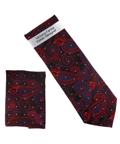 Vittorio Farina Men's Paisley Design Necktie & Pocket Square - NH-D_1511 - Classy Cufflinks
