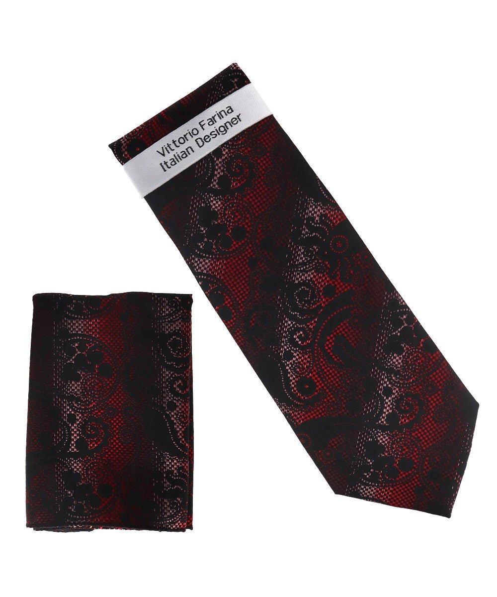Vittorio Farina Men's Paisley Design Necktie & Pocket Square - NH-D_1512 - Classy Cufflinks