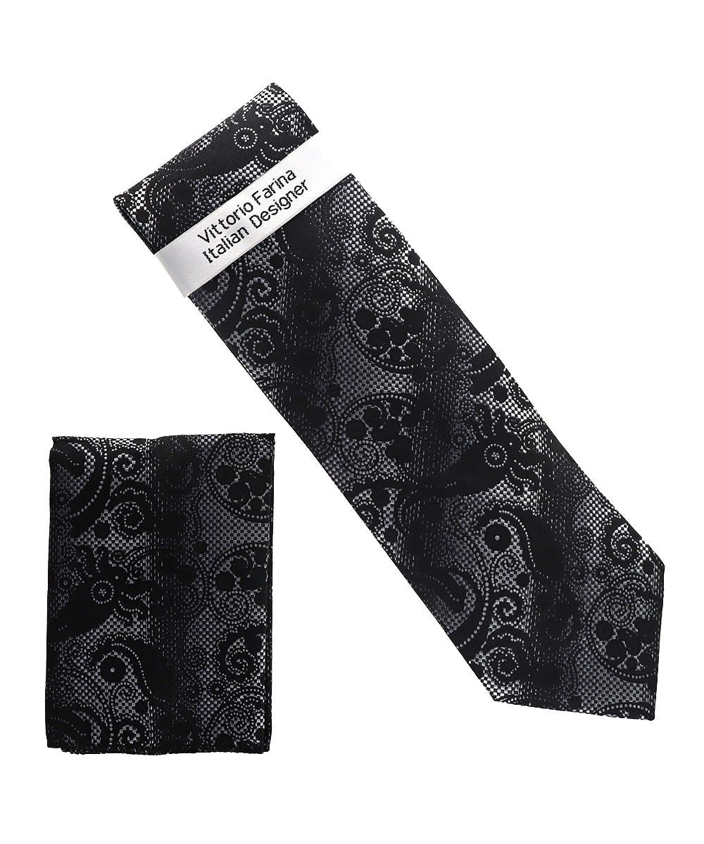 Vittorio Farina Men's Paisley Design Necktie & Pocket Square - NH-D_1513 - Classy Cufflinks