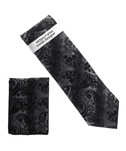 Vittorio Farina Men's Paisley Design Necktie & Pocket Square - NH-D_1513 - Classy Cufflinks