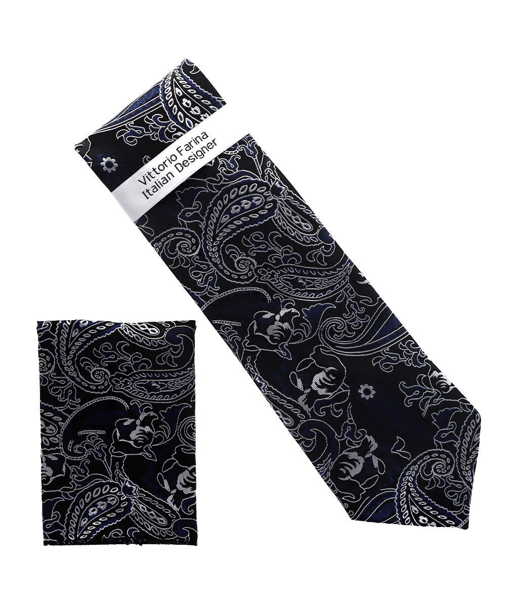 Vittorio Farina Men's Paisley Design Necktie & Pocket Square - NH-D_1516 - Classy Cufflinks
