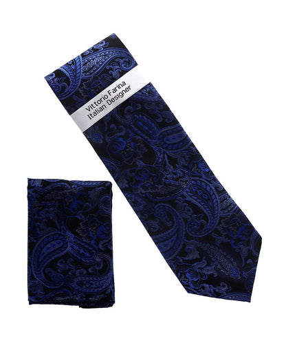 Vittorio Farina Men's Paisley Design Necktie & Pocket Square - NH-D_1517 - Classy Cufflinks