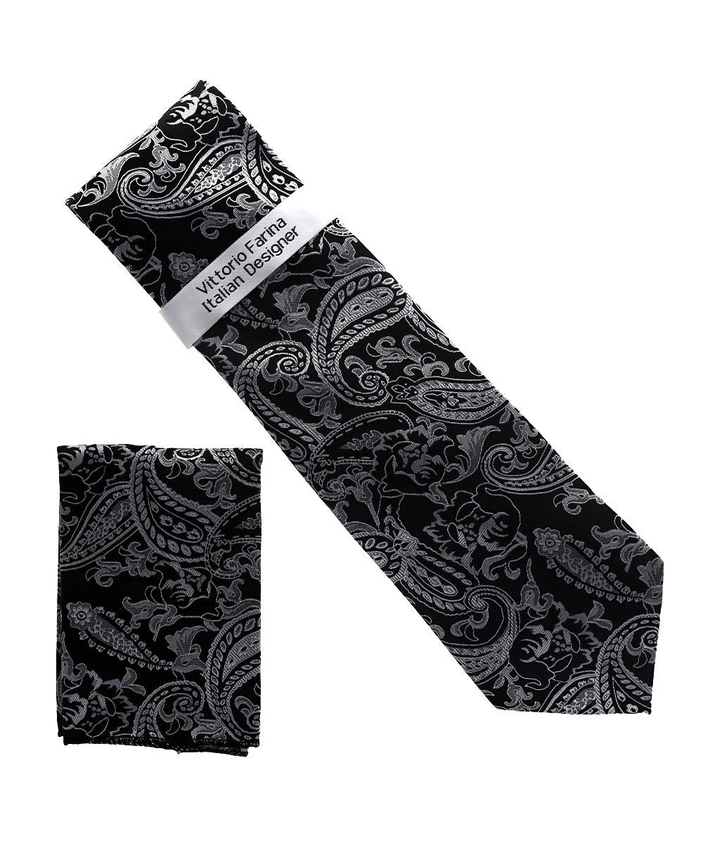 Vittorio Farina Men's Paisley Design Necktie & Pocket Square - NH-D_1519 - Classy Cufflinks