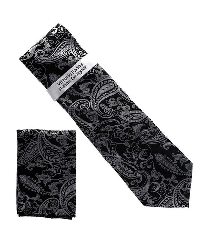 Vittorio Farina Men's Paisley Design Necktie & Pocket Square - NH-D_1519 - Classy Cufflinks