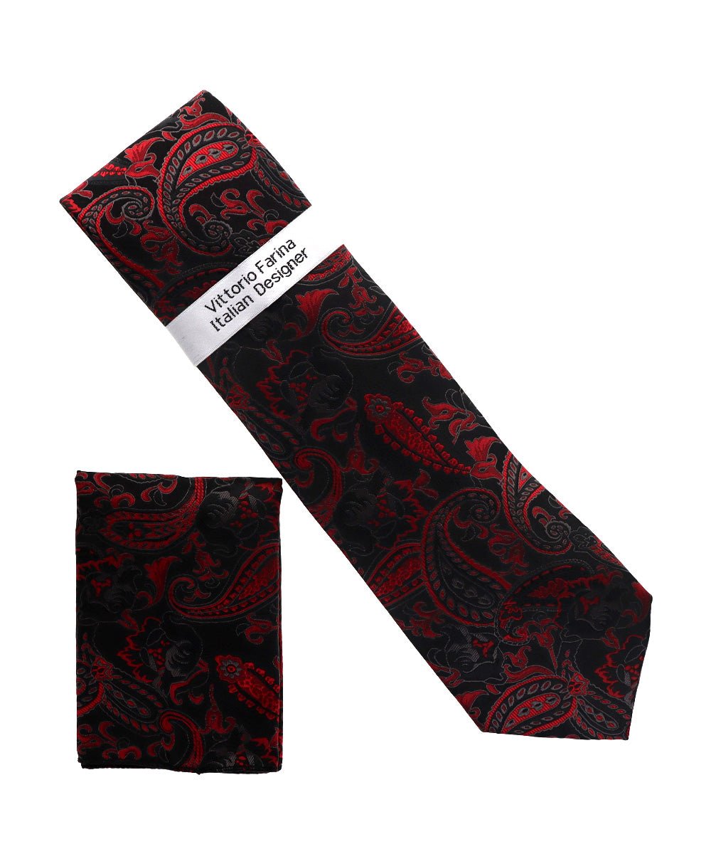 Vittorio Farina Men's Paisley Design Necktie & Pocket Square - NH-D_1520 - Classy Cufflinks