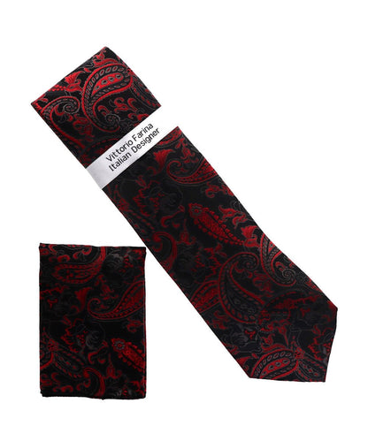 Vittorio Farina Men's Paisley Design Necktie & Pocket Square - NH-D_1520 - Classy Cufflinks