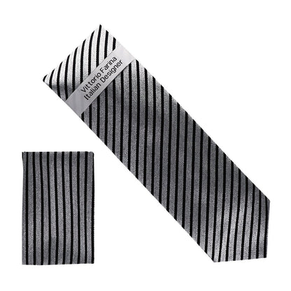 Vittorio Farina Men's Metallic Necktie & Pocket Square - NH - M_31 - Classy Cufflinks