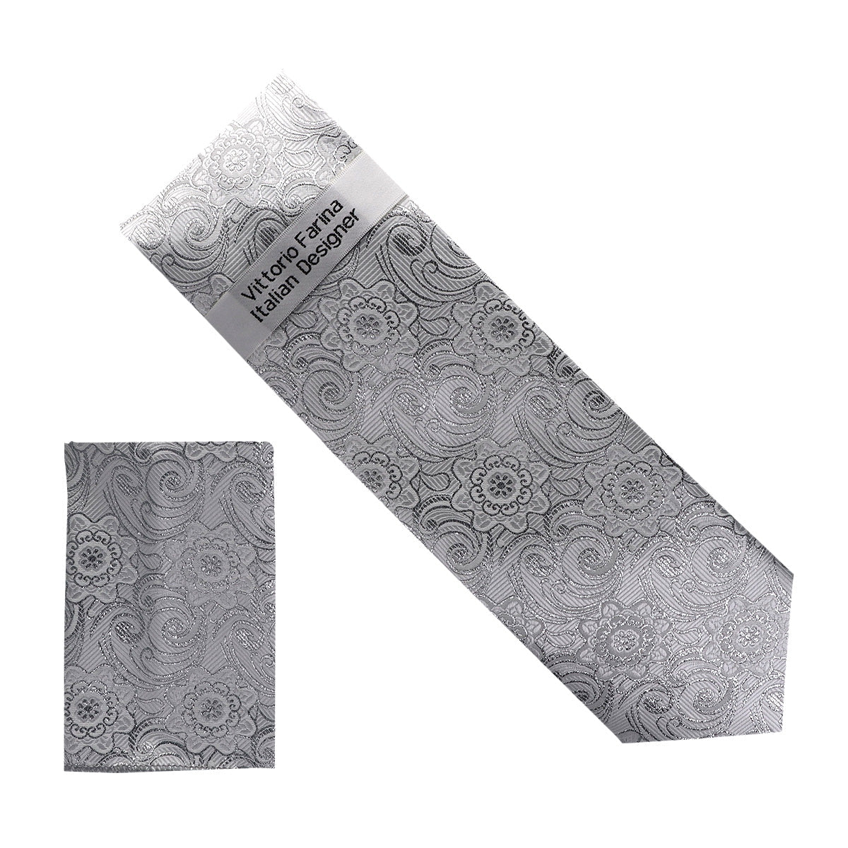 Vittorio Farina Men's Metallic Necktie & Pocket Square - NH - M_33 - Classy Cufflinks
