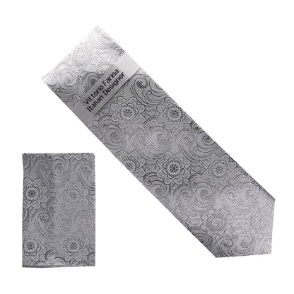 Vittorio Farina Men's Metallic Necktie & Pocket Square - NH - M_33 - Classy Cufflinks