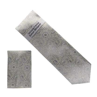 Vittorio Farina Men's Metallic Necktie & Pocket Square - NH - M_34 - Classy Cufflinks