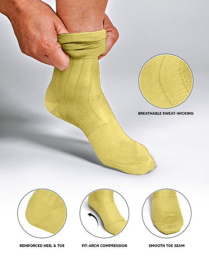 Vittorio Farina Men's Ribbed Shear Nylon Over The Calf Dress Socks - o - c - maize - 12 - Classy Cufflinks