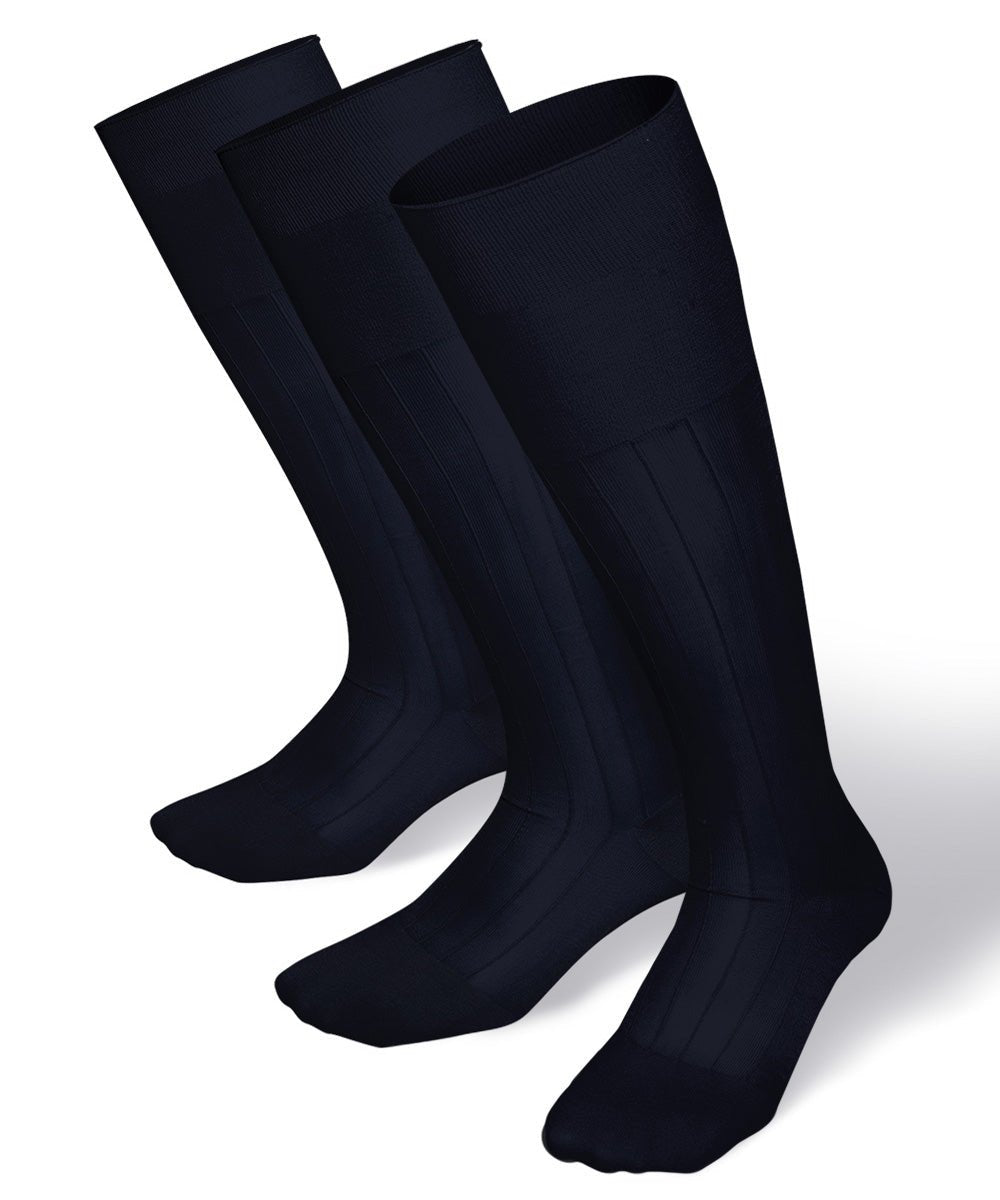 Vittorio Farina Men's Ribbed Shear Nylon Over The Calf Dress Socks - o - c - navy - 3 - Classy Cufflinks