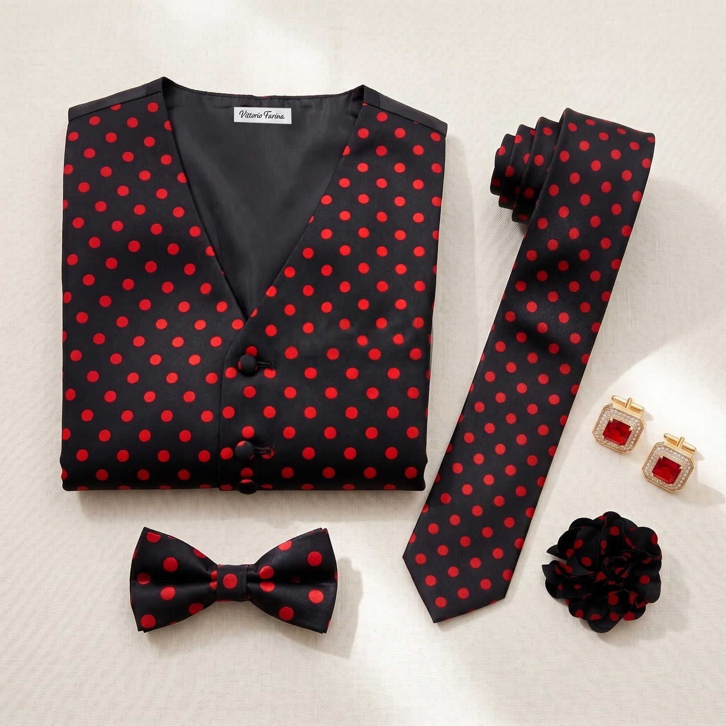 Polka Dot Gentleman Bundle (Black & Red) - S - Black and Red