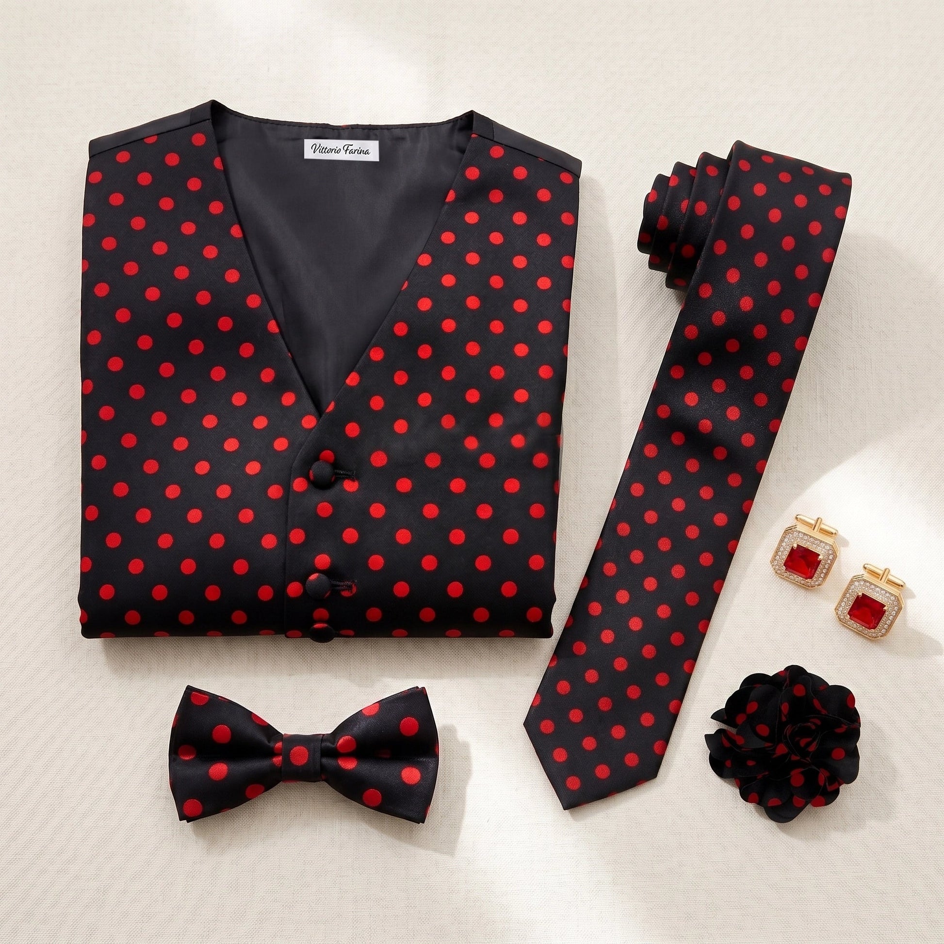 Polka Dot Gentleman Bundle (Black & Red) - S - Black and Red