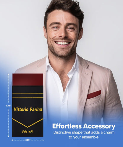 Vittorio Farina Men's Pre - Folded Pocket Square: Flat - PS - PREFOLD - FLAT_BURGUNDY - Classy Cufflinks