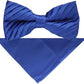 Vittorio Farina Pleated Bow Tie & Pocket Square - rbh - 010 - Classy Cufflinks