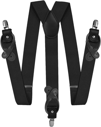 Vittorio Farina Men's Vibrant Colorful Convertible Suspender - SUSP-CONV-SC_BLACK - Classy Cufflinks