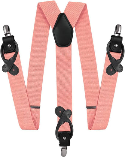 Vittorio Farina Men's Vibrant Colorful Convertible Suspender - SUSP-CONV-SC_BLUSH - Classy Cufflinks