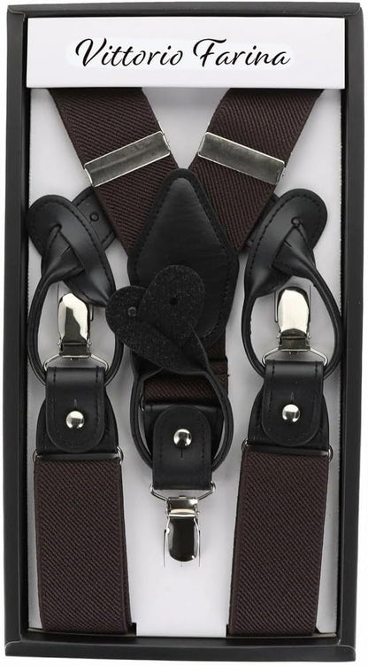 Vittorio Farina Men's Vibrant Colorful Convertible Suspender - SUSP-CONV-SC_BROWN - Classy Cufflinks