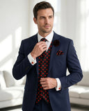 The Polka Dot Gentleman Bundle | Vest Set + Cufflinks + Lapel Pin - M - Black and Red