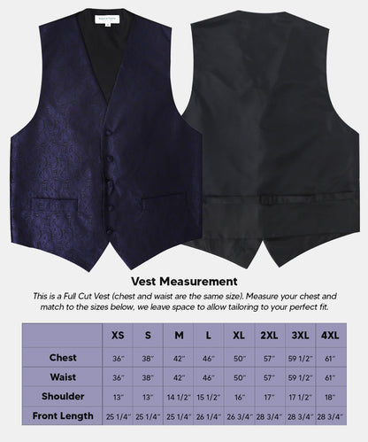 Vittorio Farina Men's Woven Paisley Vest, Necktie, Bow Tie and Pocket Square Set (Black Back) - vest_paisley_BB_navy_XS - Classy Cufflinks