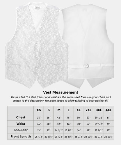 Vittorio Farina Men's Woven Paisley Vest, Necktie, Bow Tie and Pocket Square Set (White Back) - vest_paisley_WB_white_XS - Classy Cufflinks