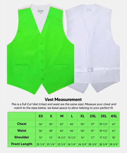 Vittorio Farina Men's Satin Vest, Necktie, Bow Tie and Pocket Square Set (White Back) - vest_plain_WB_lime_XS - Classy Cufflinks