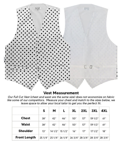 Vittorio Farina Men's White and Black Dot Polka Dot Vest, Necktie, Bow Tie and Pocket Square Set - vest_polkadot_WB_whiteblack_S_V03 - Classy Cufflinks