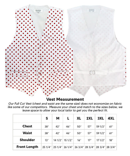 Vittorio Farina Men's White and Black Dot Polka Dot Vest, Necktie, Bow Tie and Pocket Square Set - vest_polkadot_WB_whitered_S - Classy Cufflinks